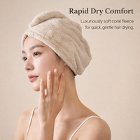 Fleece Drying Turban with Jacquard Weave, Microfiber Towel for Adults Post Bath Morning Routine, 25 x 65 cm