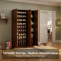 Multi-layer Shoe Rack Large Capacity Shoe Storage Cabinet Dust-resistant Organizer with Enclosed Doors and Sturdy Bamboo Construction Suitable for Homeowners Adults Hallway Bedroom