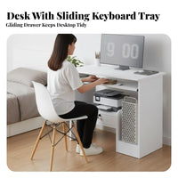 space-efficient Desk with Keyboard Tray Minimalist design Computer Table adaptable Use