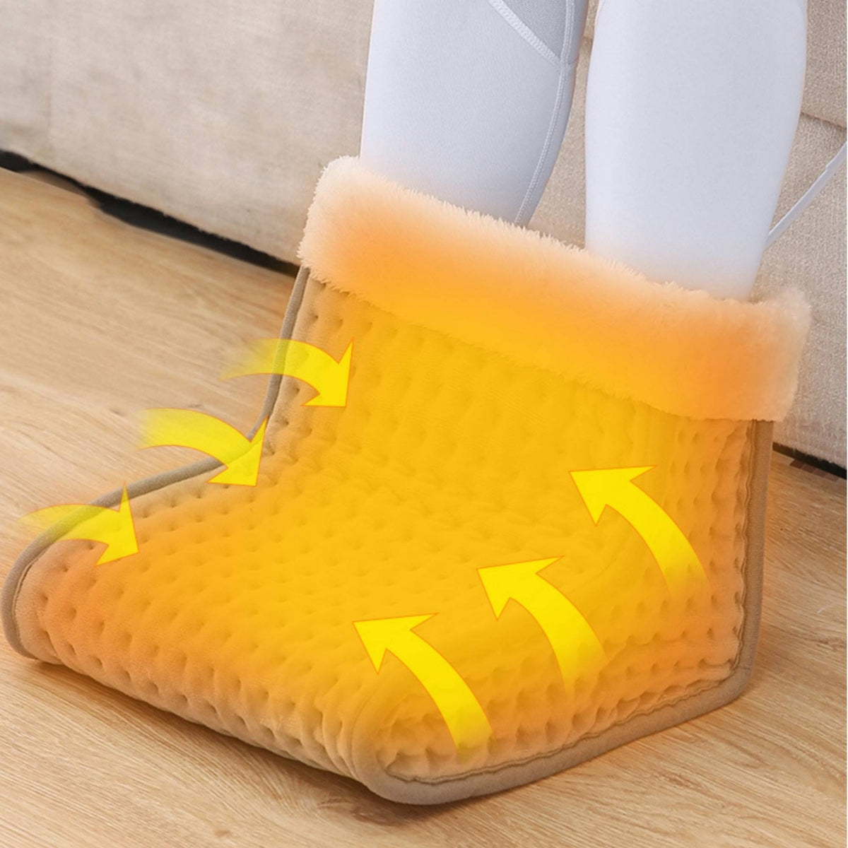Velvety Electric Foot Warmer Soft Heated Foot Warmer Removable Heated Boot Washable for Office, Desk
