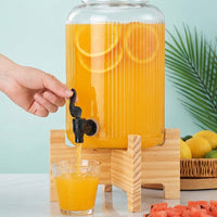 Water Dispenser and Drink Dispenser with Tap, Round Beer Dispenser with Stand and Screw Lid, Large Capacity Modern Minimalist Party Iced Tea Server
