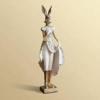 2 Pieces Dress Rabbit Figurine Luxury Look Home Decor Decorative for Desktop