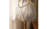 Elegant Pleated Shell Table Lamp Decorative Table Lamp with Pearl Trim Soft Shell Light Beach-Themed for Living Room, Reading Nook