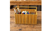 Rectangular Woven Basket with Handle Portable Storage Basket with Handles Structured Multipurpose for Closet, Bedroom, Kitchen, Entryway