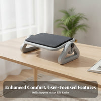 6-Position Height Adjustable Footrest Textured Surface Cushioned Footrest Rectangular Top Under Desk Foot Rest for Office