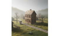 1:72 Scale Building Kit Natural Wood DIY Wooden House Model Customizable Surface