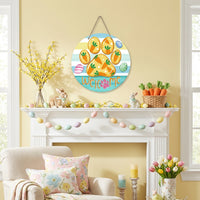 Easter Welcome Wreath Ready to Hang Front Door Easter Decoration Farmhouse Design Wooden Welcome Sign for Homeowners, Families, Entryway, Porch