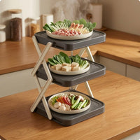Foldable Prep Rack Triangular Frame Collapsible Tray Stand Rounded Corners