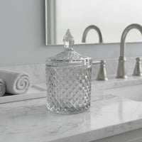 Geometric Pattern Candy Jar Gold Accent Vintage Design Sugar Bowl