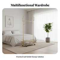 Rolling Clothes stand with Shelves Multi-Functional for spacious Closet, Students
