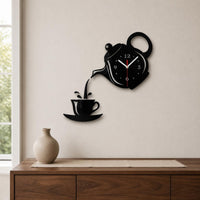 Decorative Acrylic Wall Timepiece Tea Pot and Cup Pattern Noiseless Wall
