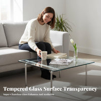 Clear Glass Surface Metal Frame Table Modernist Design Movement Cylindrical Frame Glass Table Minimalist Design Modern Look