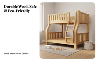 Solid Wood Bunk Bed Guard Rails Wooden Bunk Bed Frame Multi-Functional Bedroom Furniture for Children, Families, Small Areas, Guest Room, Home