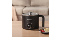 Electric Cooking Pot Nonstick Electric Pot with Glass Lid Rotary Control Cooker for Students, Individuals, Dorm Room, Small Apartment
