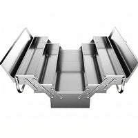 Three-Layer Tool Box Silver Finish Stainless Steel Tool Box Rust Resistant