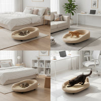 Soft-Textured Cat Scratcher Lounge Oval Cat Scratcher Bed Soft Pet Furniture Cozy for Indoor