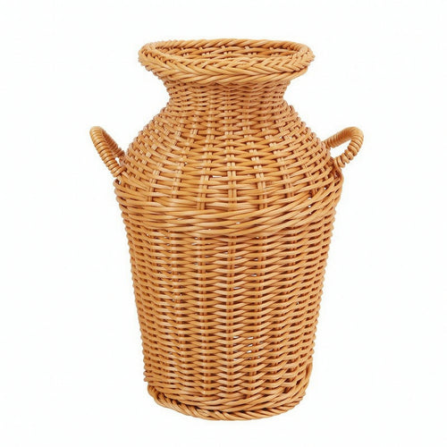 Faux Rattan Vase Tabletop Vessel Rustic for Decorators