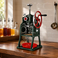 Hand-Cranked Ice Shredder Metal Frame Floor-Standing Ice Shredder Perforated Panels Kitchen Gadget