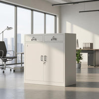Metal Office Cabinet Double Door Lockable Storage Cabinet Low Profile