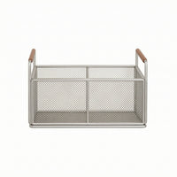 Mesh Basket with Wood Handles Breathable Cabinet Organizer Basket Long-Lasting