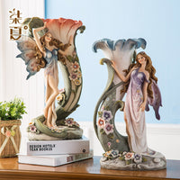 厂家现货欧式天使复古花瓶套装 树脂工艺品摆件结婚礼物批发代理