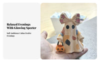 Spooky-Cute Tabletop Decoration | Compact 10cm Height, Halloween specter Figurine Resin Construction, specter Figurine with Pumpkin Bucket