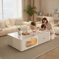 Low Coffee Table Modern Rectangular Coffee Table Glossy for Small Apartment