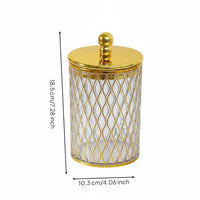 Gold Trim Canister Multi-Functional Round Decorative Container Lightweight Lidded Storage Jar for Office Desk