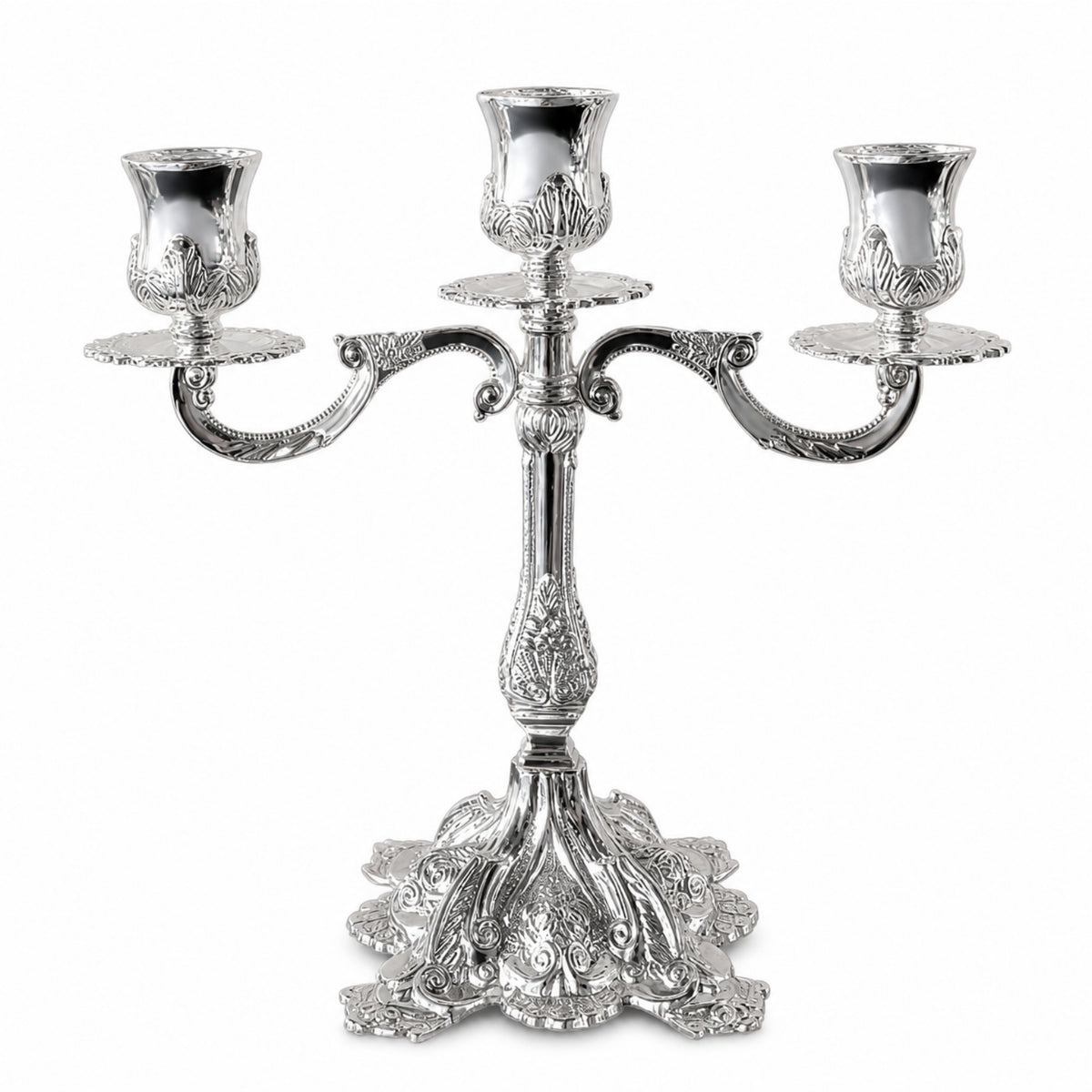 Candle Holder with Embossed Base Classic Home Decor Formal for Mantel, Weddings