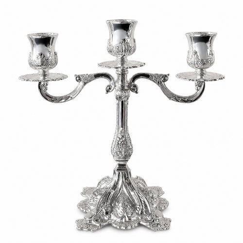 Candle Holder with Embossed Base Classic Home Decor Formal for Mantel, Weddings