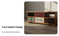 Classic Country aesthetic High-Low Chest of Drawers Distressed Finish Storage Cabinet Retro Design Sideboard Multi-Color for Homeowners, Interior Designers, Adults, Living Room, Bedroom, Entryway, Hallway
