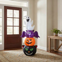 Bright Stacked Halloween Inflatable Lighted Inflatable Pumpkin Outdoor Yard Decoration Glowing for Lawn