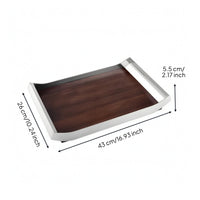 Decorative Tray with Handles Wood and Metal Tray Smooth for Vanity