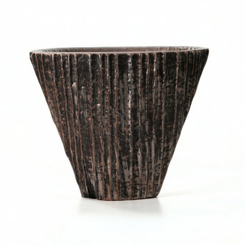 Resin Vase Textured Striped Vase Geometric for Entryway, Office, Bookshelf