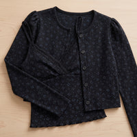Women's Vintage Floral Print Long Sleeve Cardigan & Lace Cami Two-Piece Set