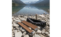 Wood-Grain Tarp Pole with Carrying Bag Compact Segmented Tent Pole Portable Canopy Poles Long-Lasting for Campers
