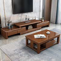 Solid Wood TV Cabinet with Coffee Table, Extendable, Modern Simple Style