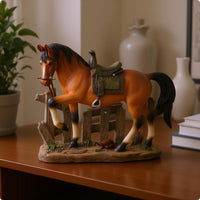 Fence Base Horse Figurine Molded Details Home Decor Textured Ground for Shelf