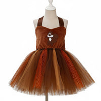 Squirrel Costume Dress Includes Headband Animal Outfit Soft Bodice Tulle Animal Dress for Girls, Halloween