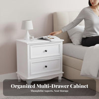 2-Drawer Nightstand Narrow Design Bedside Table Easy Assembly for Office, Adults