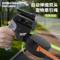 Retractable Dual-Head Dog Leash Anti-Tangle with ABS Handle
