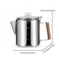 Coffee Pot with Strainer Stainless Steel Coffee Pot with Wooden Handle Heat-Resistant for Kitchen