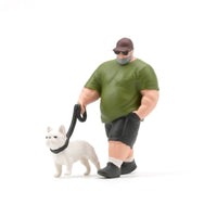 Man Walking Canine Figurine Dog Walking Figurine Portable Diorama Figure for Hobbyists