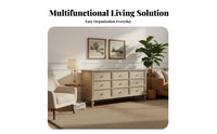 Modern Design 6-Drawer Wide storage cabinet Multi-Functional 6-Drawer storage cabinet Sturdy Construction Chest of Drawers Gold highlights for Homeowners, Apartment Dwellers, Families, Bedroom, Living Room, Hallway, Entryway