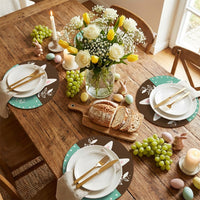 Round Easter Placemat Happy Easter Bright Pattern Easter Round Placemat Easy to Clean Decorative Table Mat for Families, Home Decoration, Holiday Dinners, Kitchen