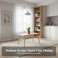 5 Pieces Modern Wooden Dining Set Rectangular Table Ergonomic Chairs Space Saving Design Wood Grain Finish Suitable for Restaurant Owners Adults Cafe Small Apartment Home Decoration
