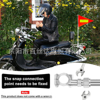 Motorcycle Flag Pole Bracket with Small Red Flag for Scooters and Three-Wheeled Vehicles