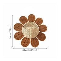 Woven Rattan Storage Basket Multi-Functional Flower Shaped Wall Basket Easy to Clean Yellow Blossom Hanging Planter for Bedroom