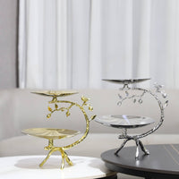 Double Layer Fruit Tray Electroplated Double Layer Fruit Basket Modern Design Household Storage for Hotel, Showroom