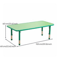 8 Pieces Rectangular Children's Activity Table Adjustable Height School Table Classroom Furniture Solid Wood Structure Fireproof Board Suitable for Preschool Early Education Center Daycare Home Playroom